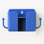 Wall fixable blue mobile stand with hook for phone and accessories
