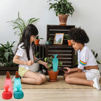 Diagram demonstrating easy setup: fill water, insert self watering spike into soil.