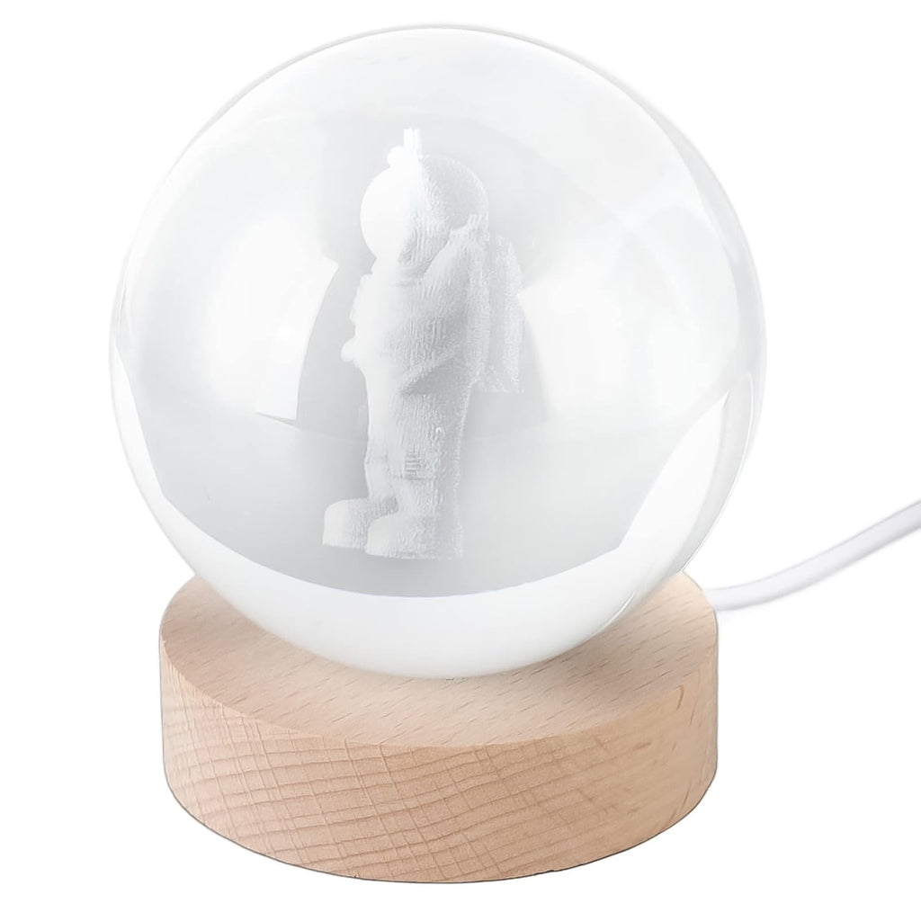 The Moon Crystal Ball Lamp shown in a living room setting, highlighting its elegant home decoration appeal.