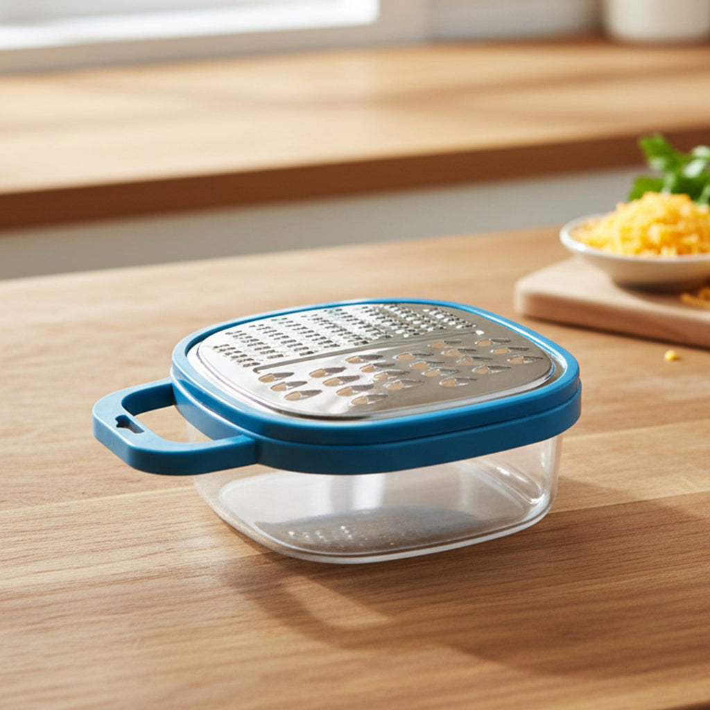 Multipurpose grater with lid and container