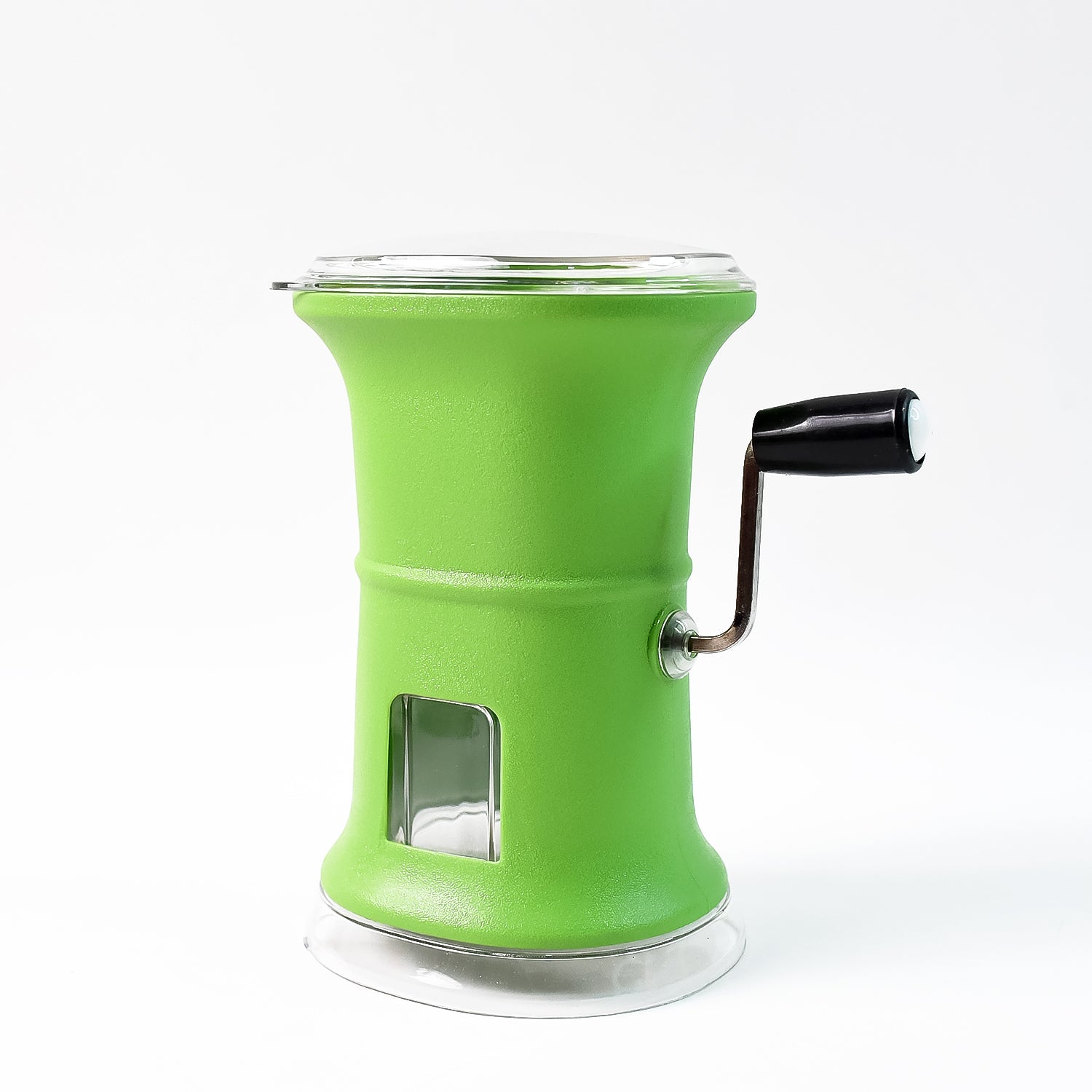 Top view showing transparent ingredient window of manual dry fruit cutter
