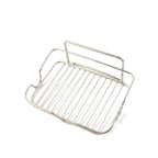 Elevated stainless steel soap stand holding bathroom essentials securely