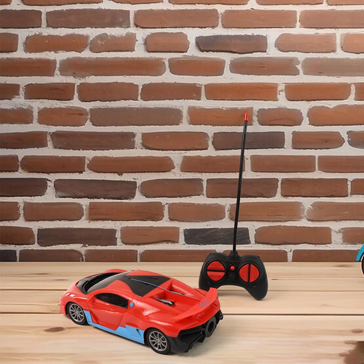 Red and black High-Speed RC Sports Car with spray exhaust effect