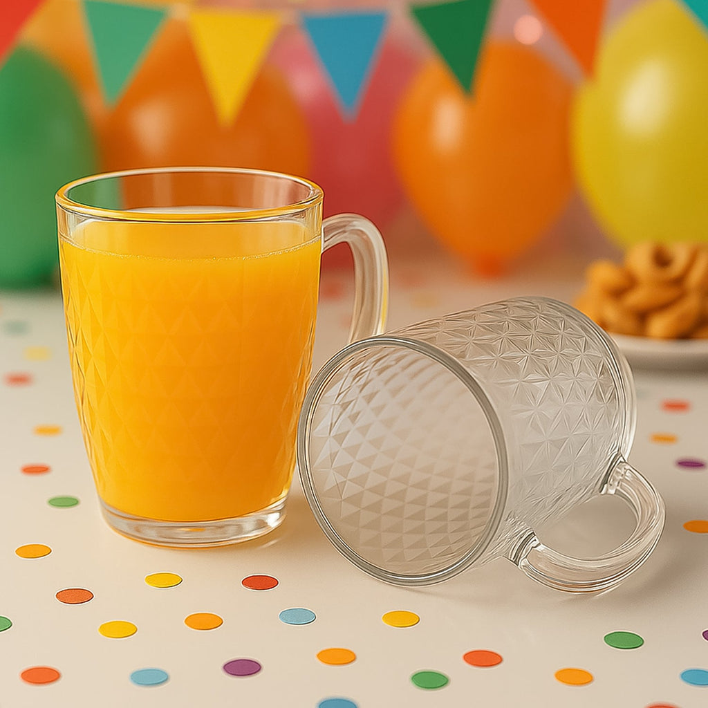 Crystal-clear polycarbonate Mocktail Mug holding a colorful beverage