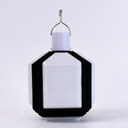 Portable camping LED light shown folded for easy travel and storage