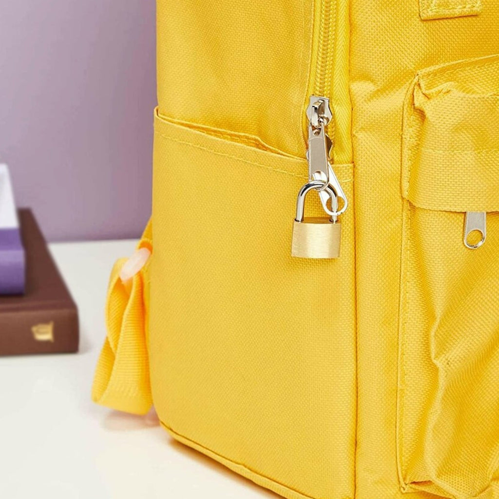 Close-up view of the brass body of the Safelix 38mm solid padlock.