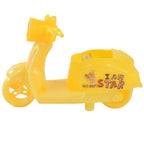 Top view of bike shaped pencil sharpener illustrating compact size