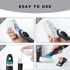 Durable bristles and built-in scraper on the refillable dish brush head.