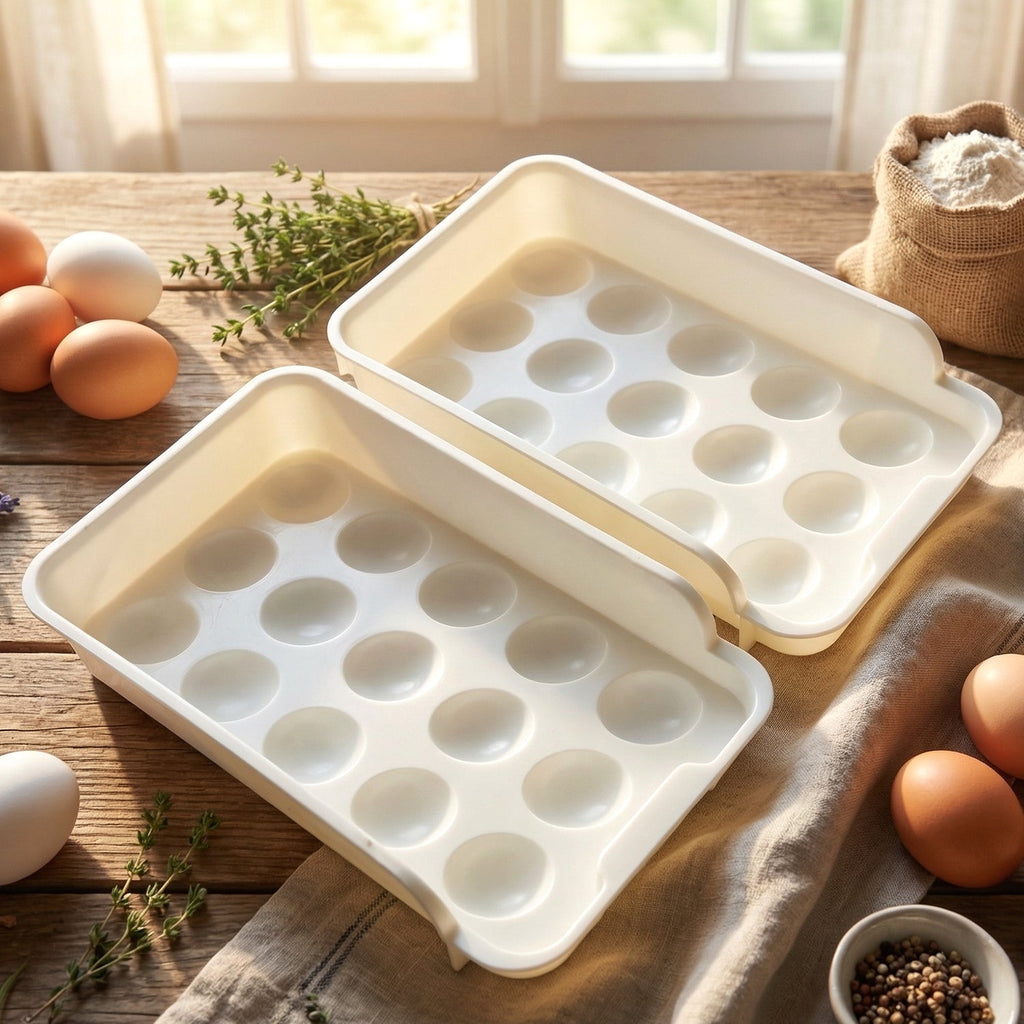 Plastic egg holder tray set for refrigerator