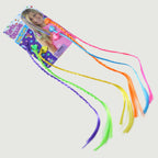 Hair clutch holding colourful multicolor braided hair extension streaks