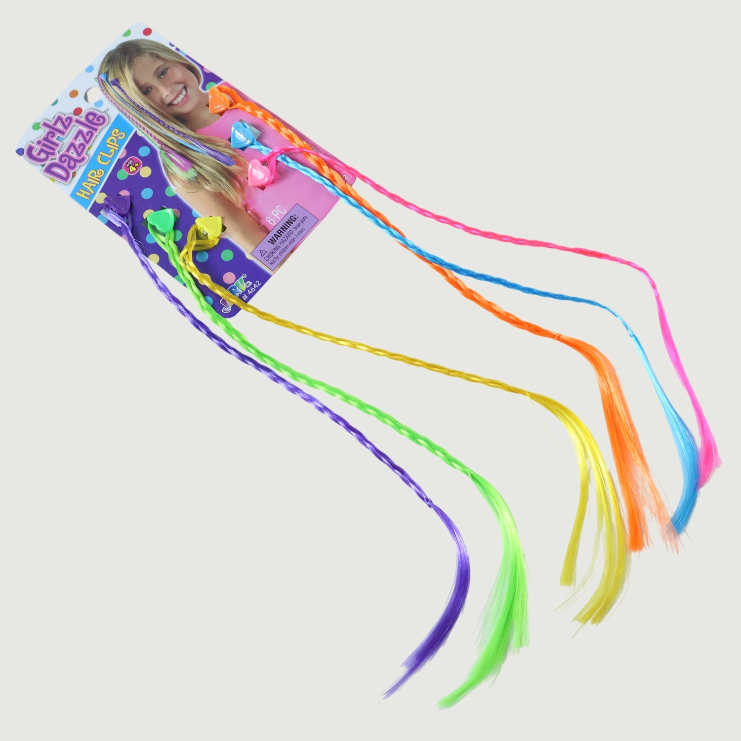 Hair clutch holding colourful multicolor braided hair extension streaks