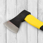 Ergonomic rubberized grip on the Hatchet Axe for comfortable use.