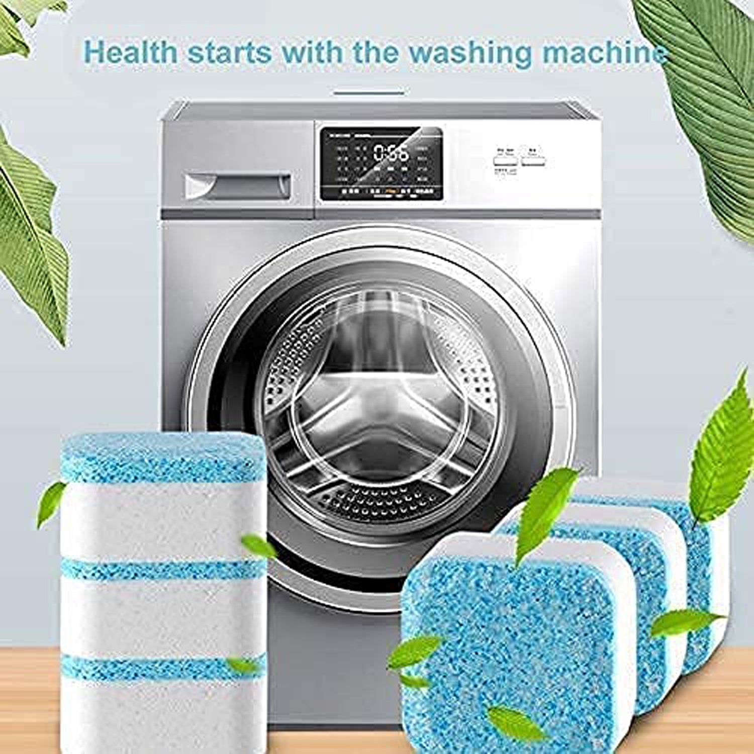 Another close-up of powerful washing machine stain remover tablets.