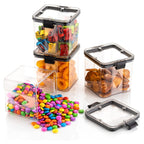 Multiple 700ml square containers, illustrating their versatility for different food items.