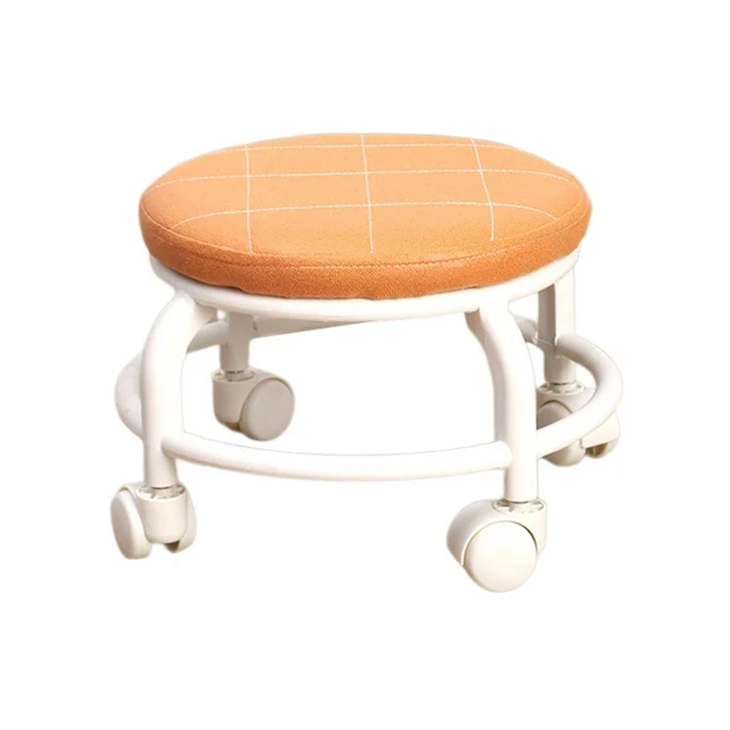 Durable plastic low height stool with a comfortable seat.