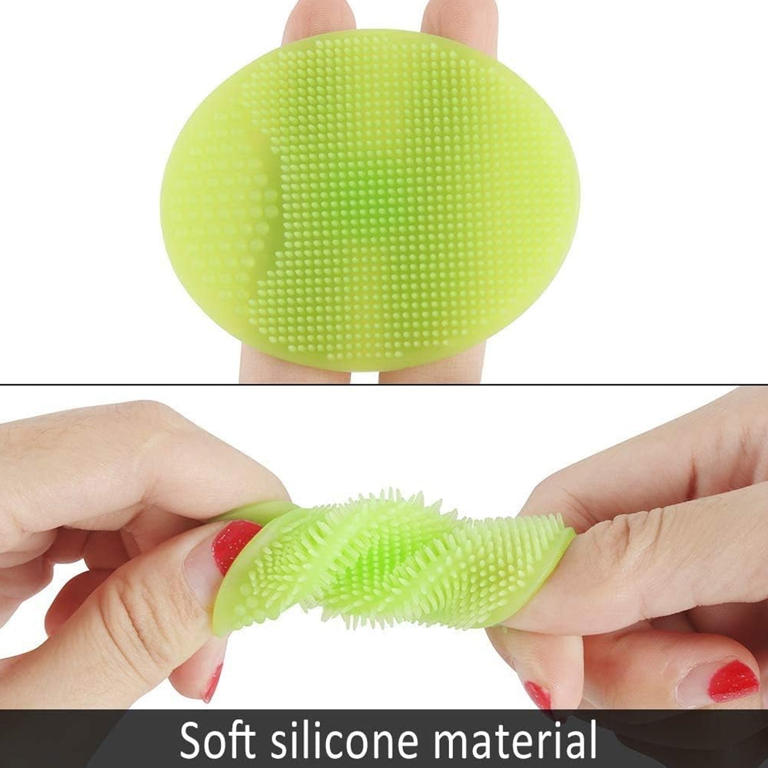 Pair of soft silicone facial cleansing brushes, highlighting their compact size.