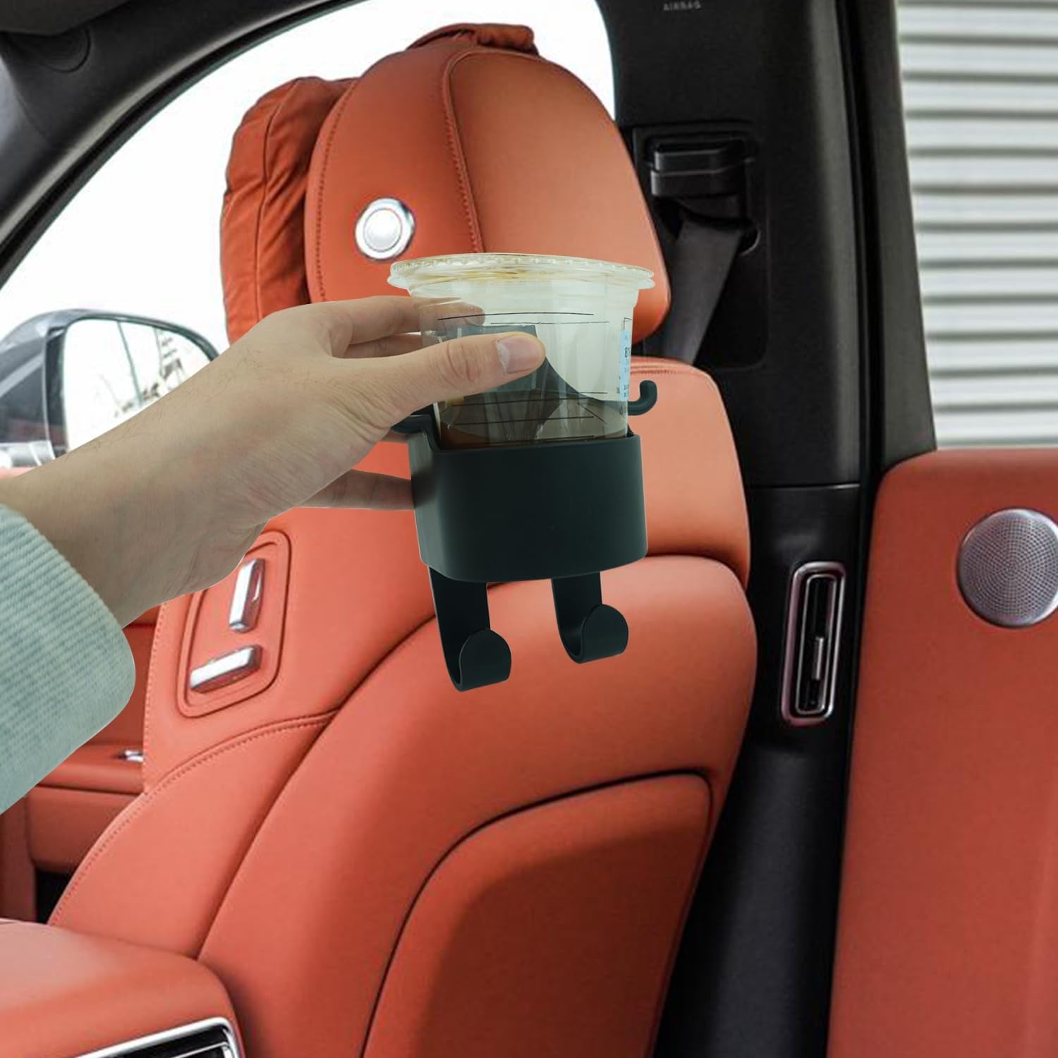 Compact and durable car headrest organizer for convenient backseat storage