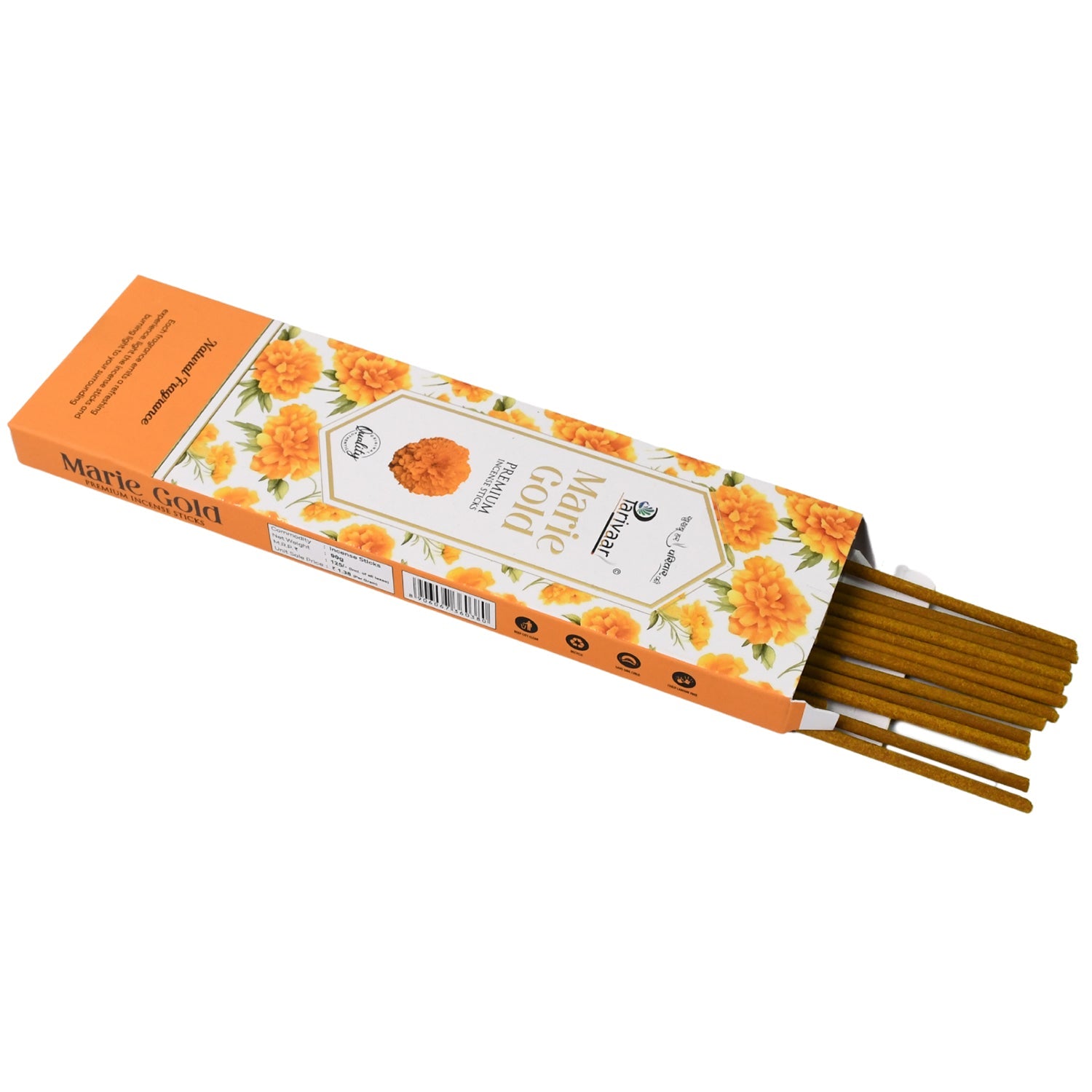 Golden-hued Agarbatti sticks arranged neatly, ready to spread their soothing aroma.