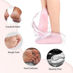 Silicone moisturizing socks worn for foot hydration and crack prevention