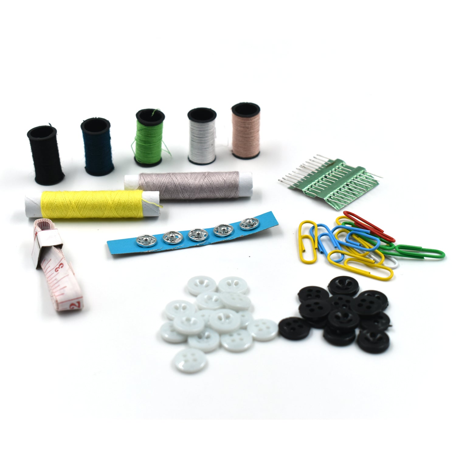Portable 62-piece sewing set, perfect for mending clothes at home or on the go.