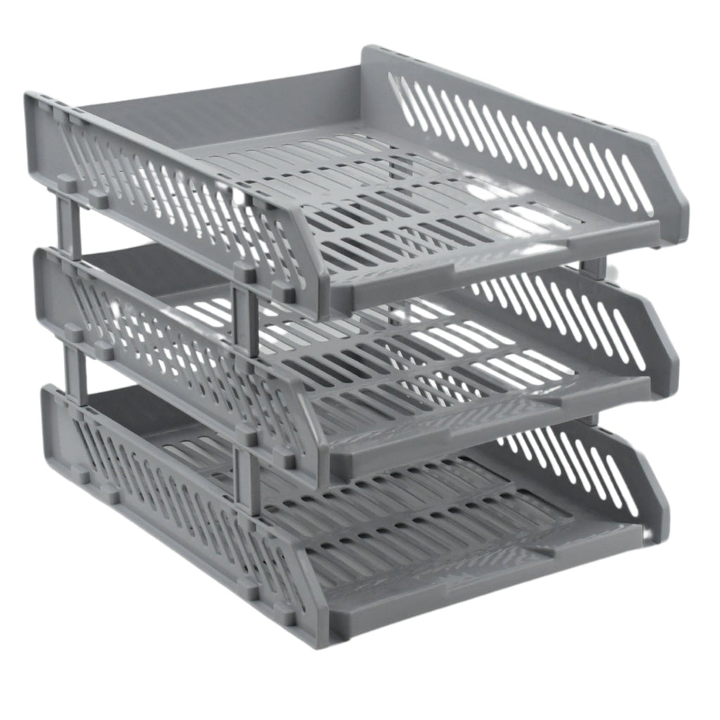 Open drawer of a file rack showing organized magazines and folders.