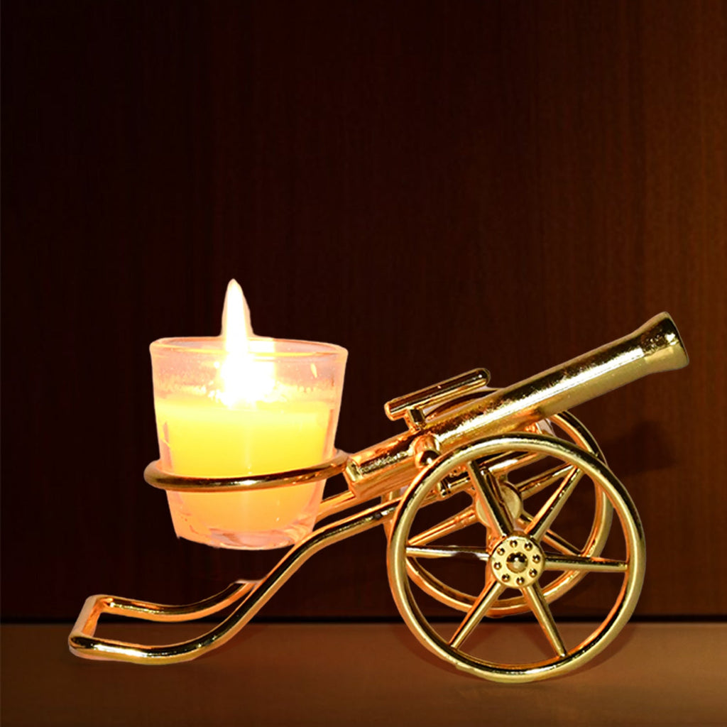 Glass candle holder featuring heritage style tealight design for Diwali