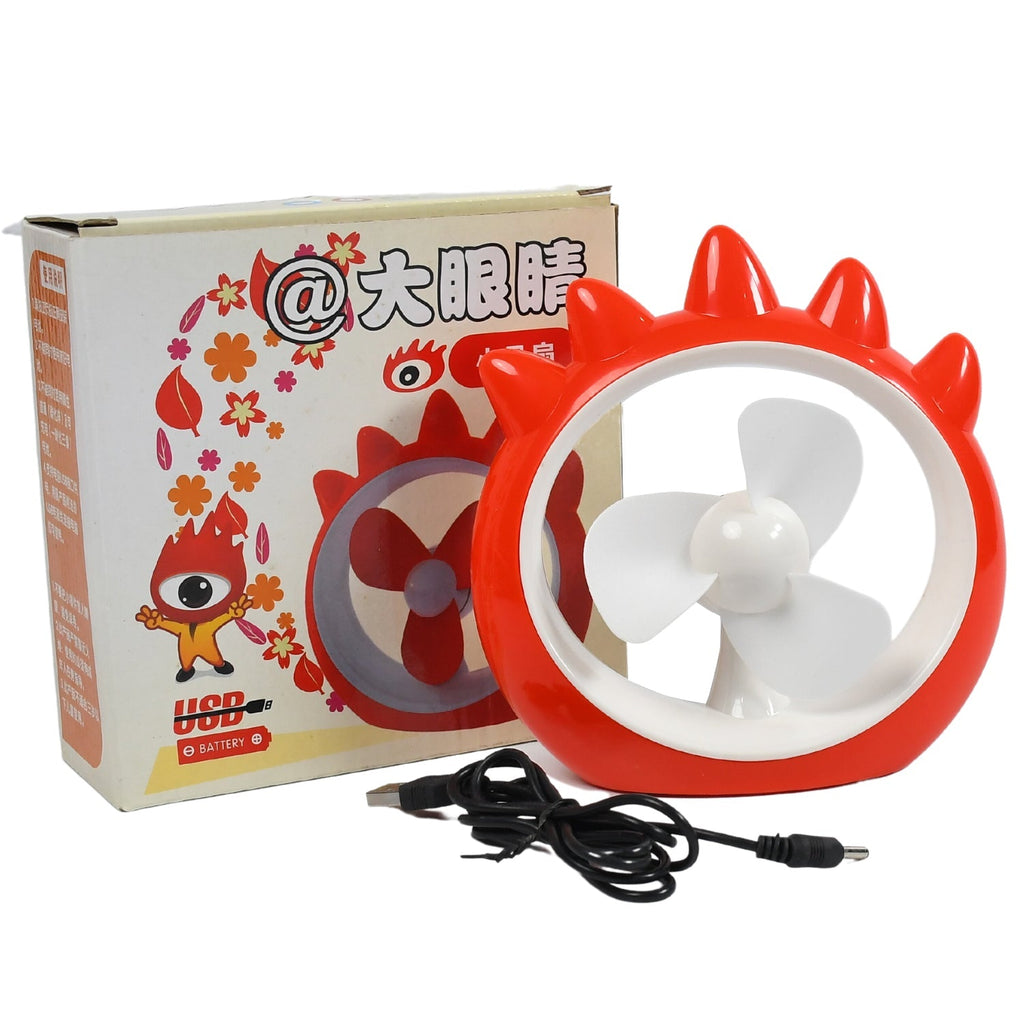 Small USB desktop fan angled view