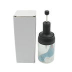An airtight glass spice container with a silicone gasket for freshness.