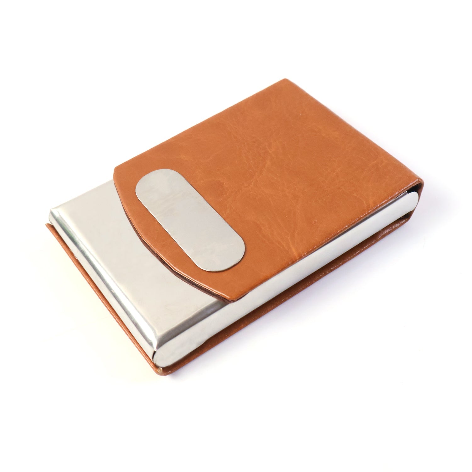 Business card box with refined leather cover for professional use