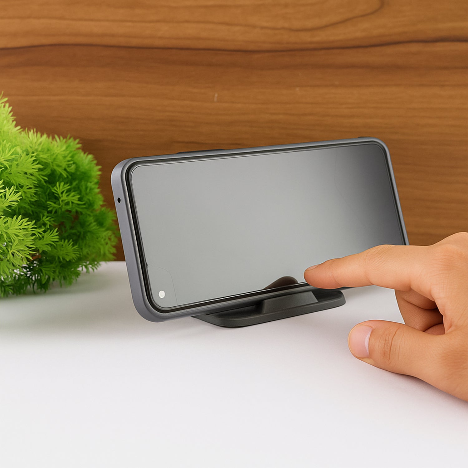 Ergonomic Black Pyramid Mobile Stand holding a smartphone securely