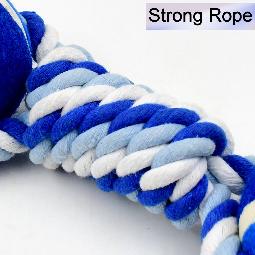 Cotton rope dog toy showcasing its sturdy knot design.