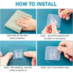 Self-adhesive transparent hook demonstrating its versatility for various items.