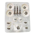 Detailed shot of the miniature plastic serving tray and tea pot.
