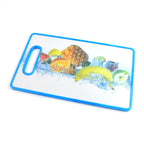 Fruit pattern large rectangular cutting board with non-slip blue edge