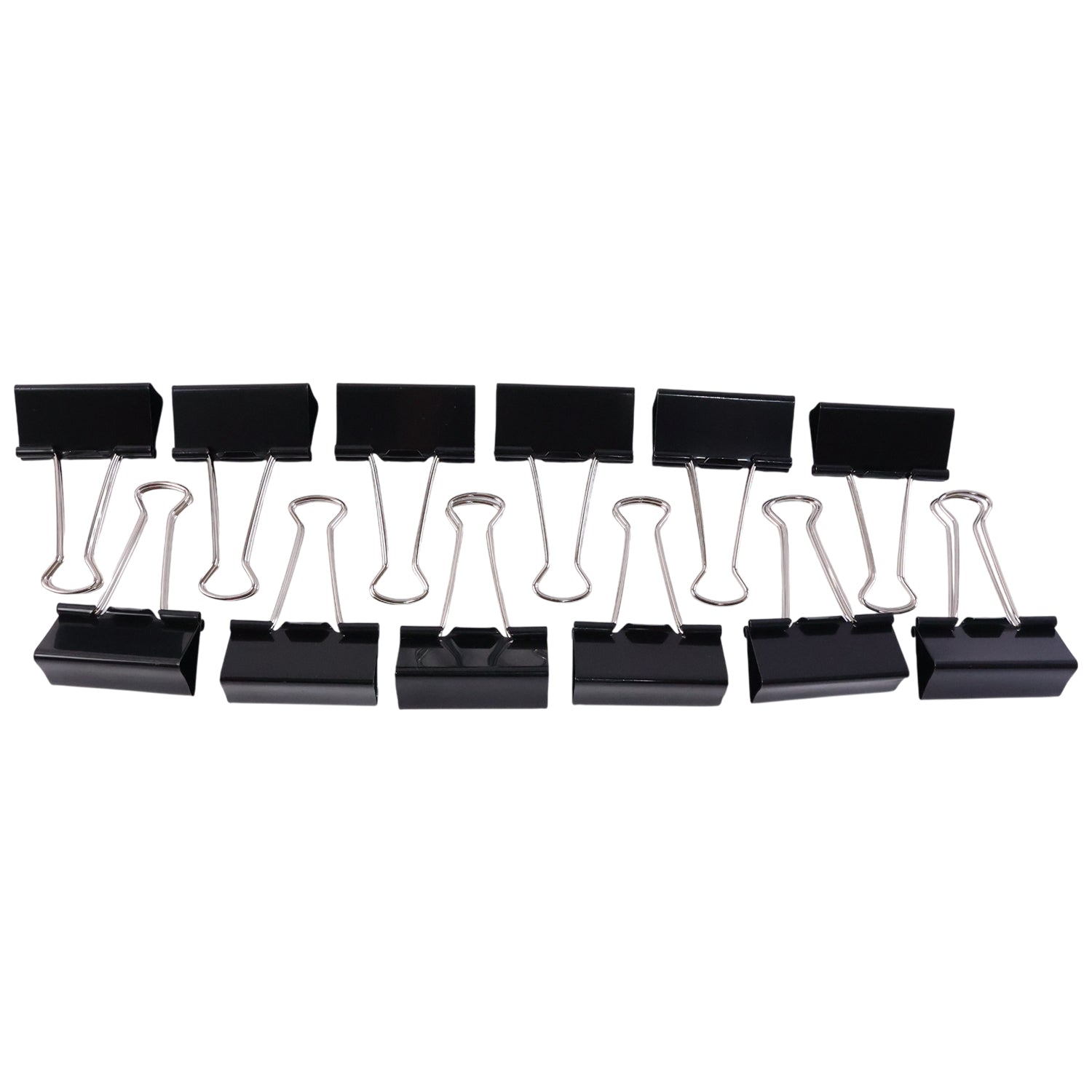 Multiple black binder clips for organizing files