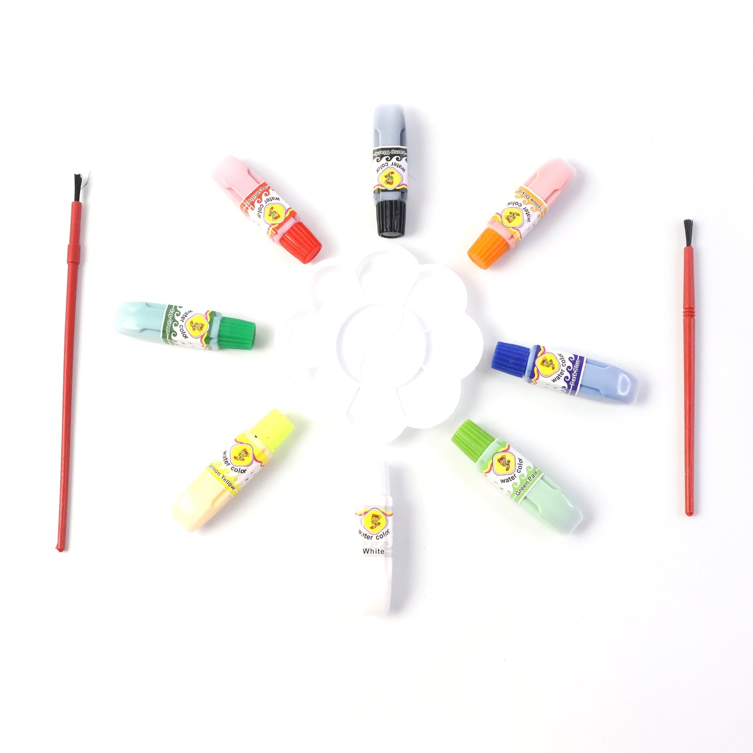 Complete watercolor art color kit including brushes and palette for creative painting