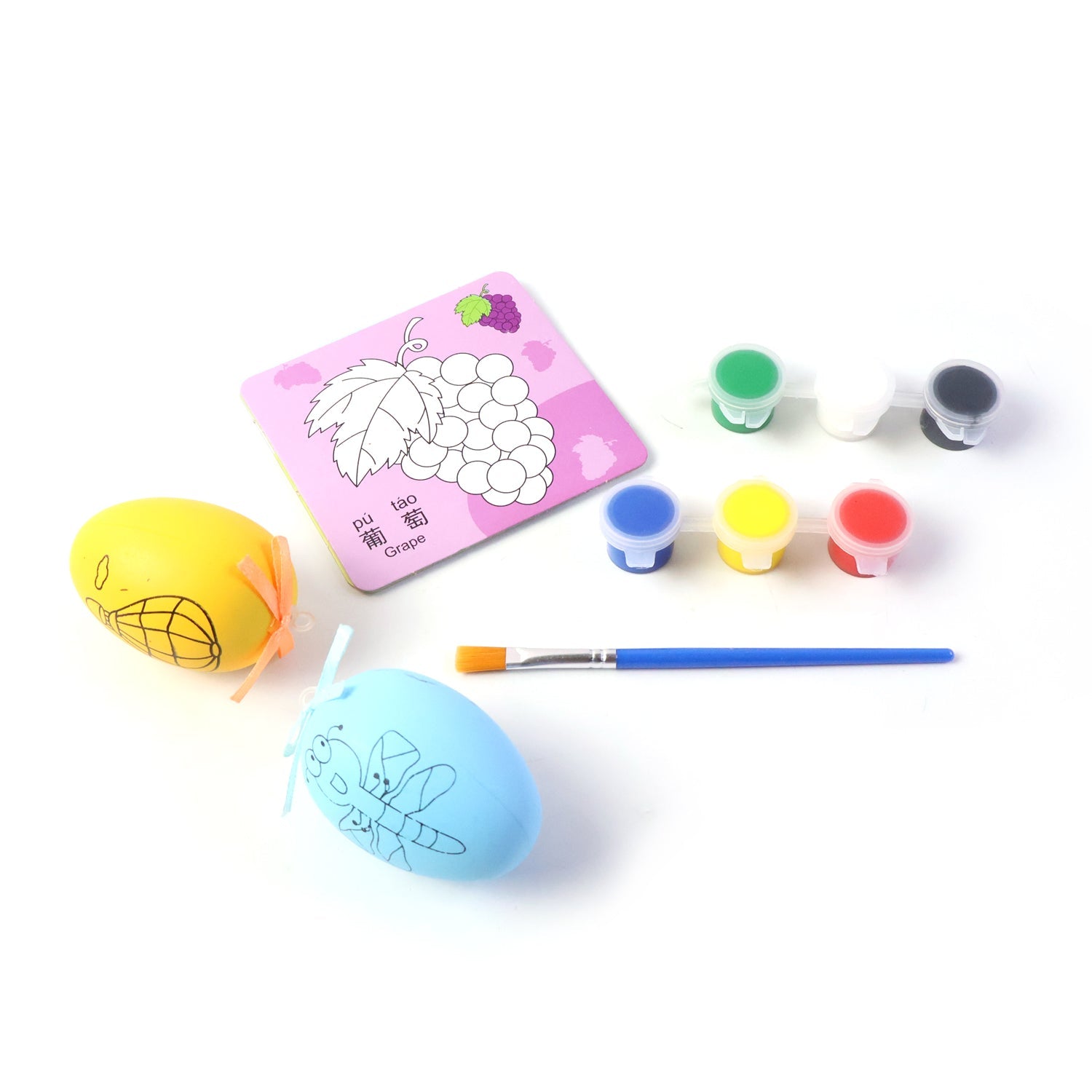 Children’s arts and crafts painting set with multiple paint colours and brush