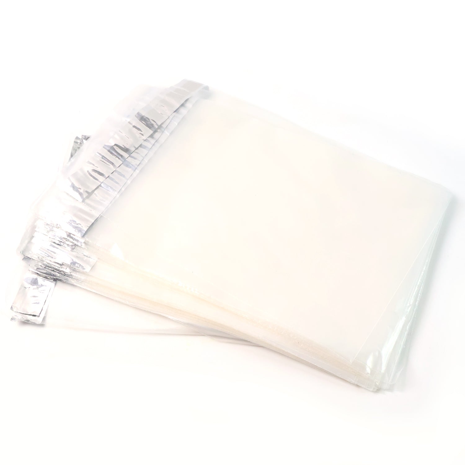 Clear courier polybag with items packed inside for shipping