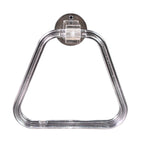 Modern bathroom setting featuring the clear square ABS towel ring holding a hand towel.