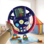 Interactive baby car steering wheel toy with sound and light features