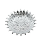Elegant plastic serving tray with a silver finish, viewed from a top angle on a table.