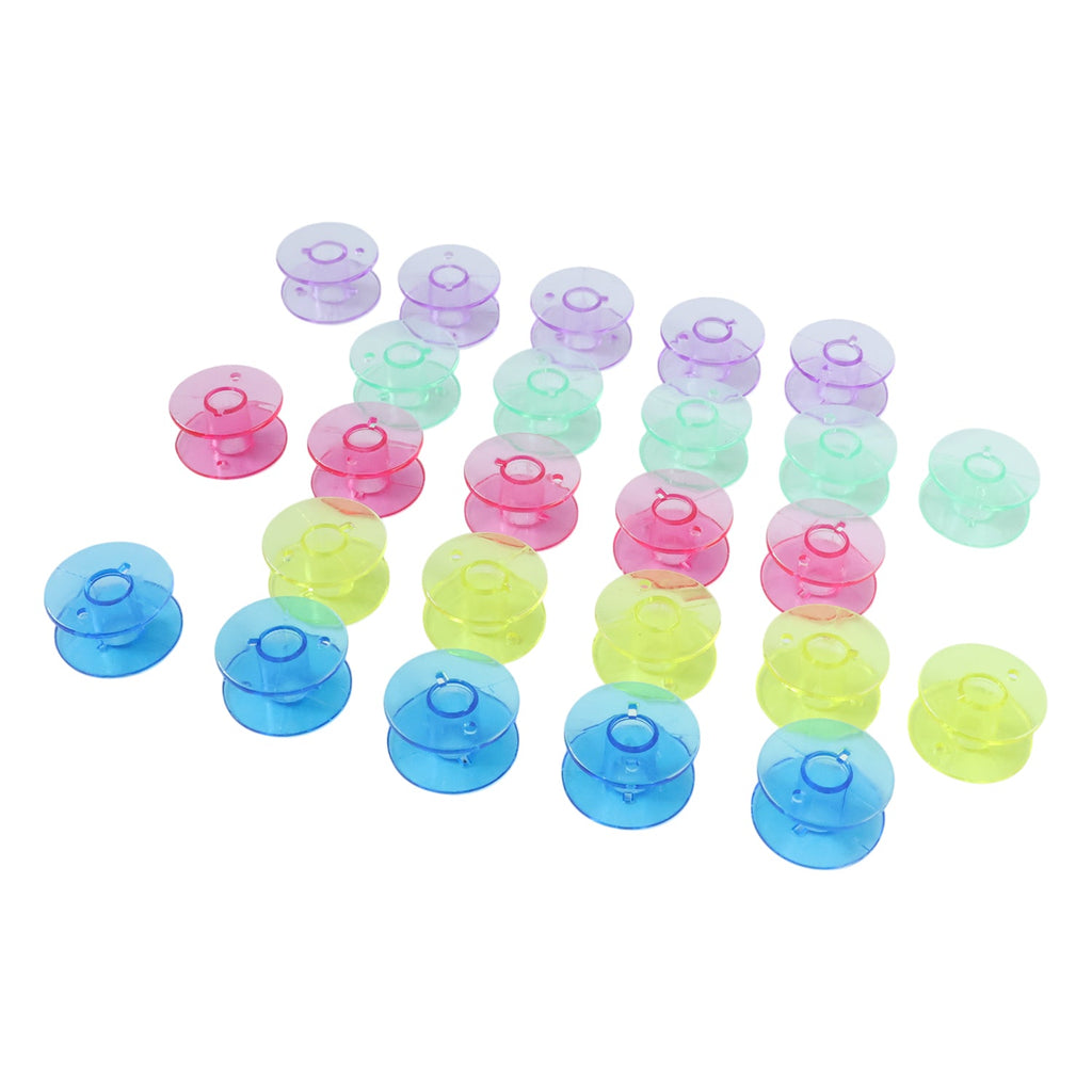 Individual plastic bobbins suitable for manual sewing machines