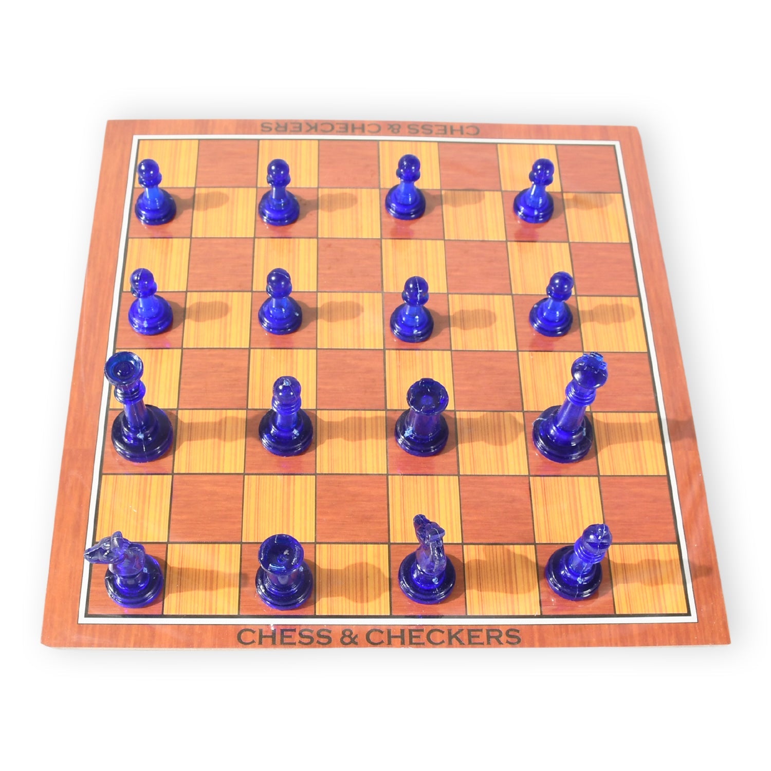Side view of the versatile family board game set with different game options.