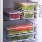 Close-up of a 1500ML freezer storage container with its secure, transparent lid.