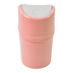 Three colorful mini dustbins in white, blue, and pink, highlighting compact design.