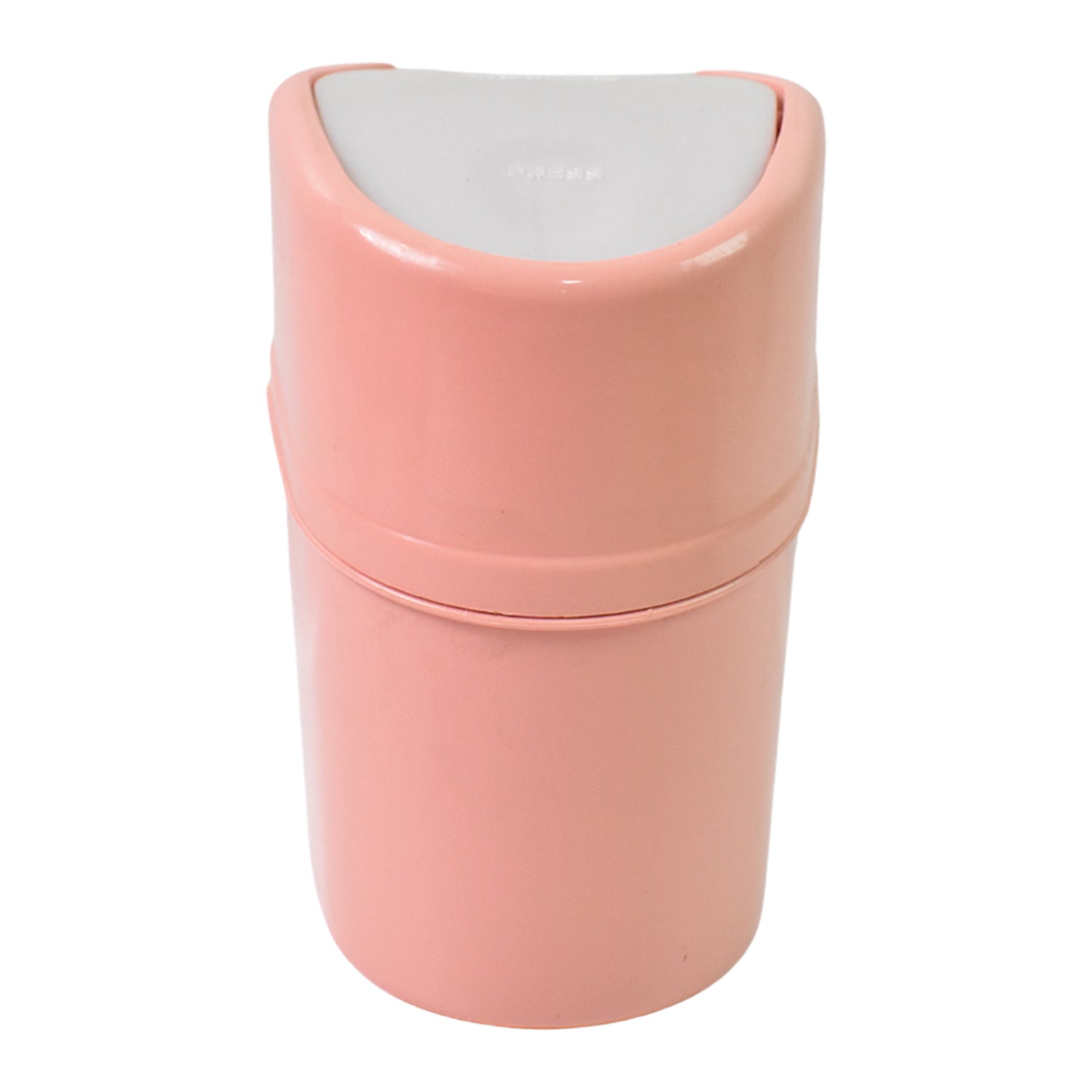 Three colorful mini dustbins in white, blue, and pink, highlighting compact design.