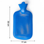 Pair of red and green Rubber Hot Water Bags, ideal for winter comfort.