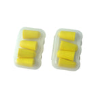 Close-up of soft foam ear plugs designed for noise reduction