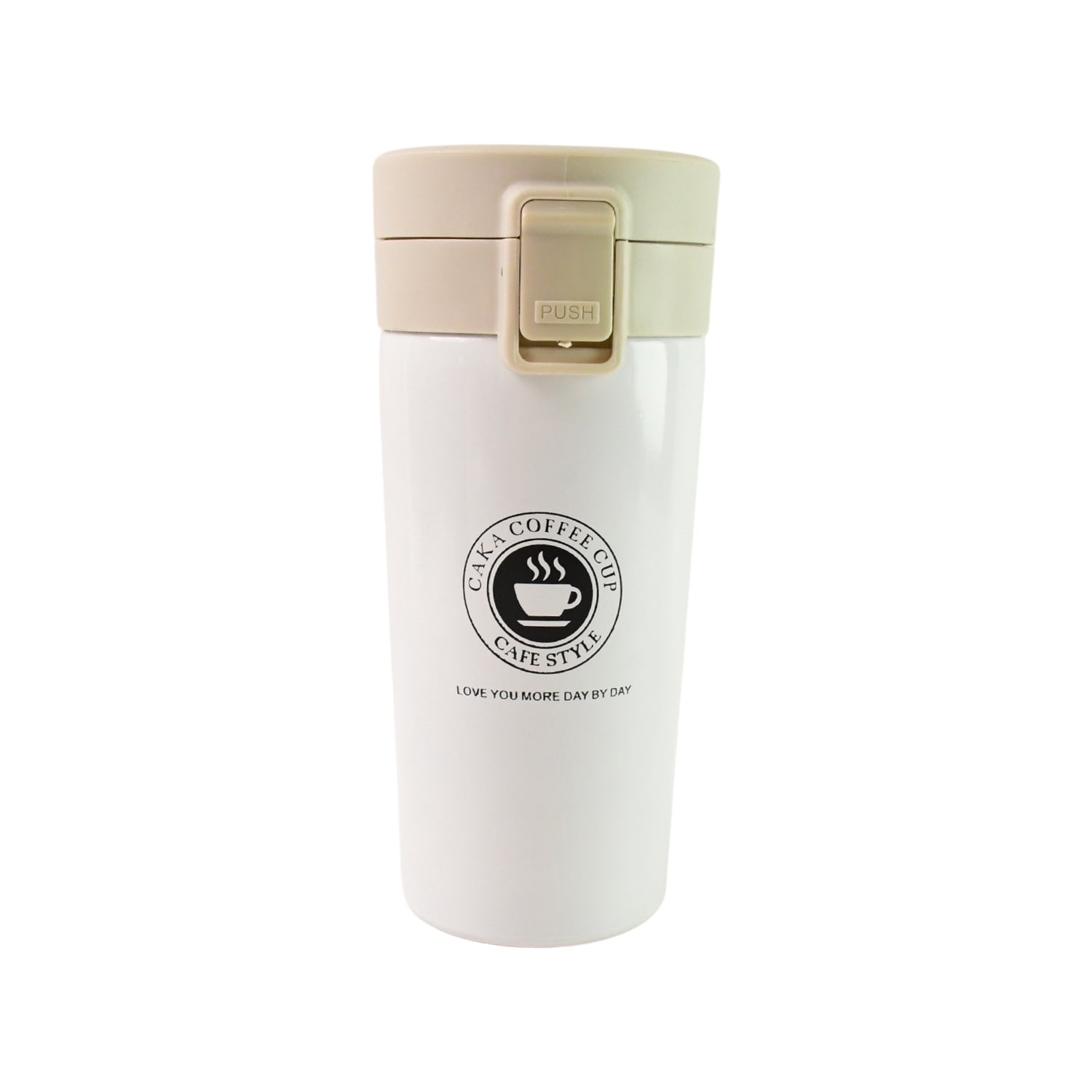 Stainless steel coffee bottle with spill-proof flip lock lid and matte finish