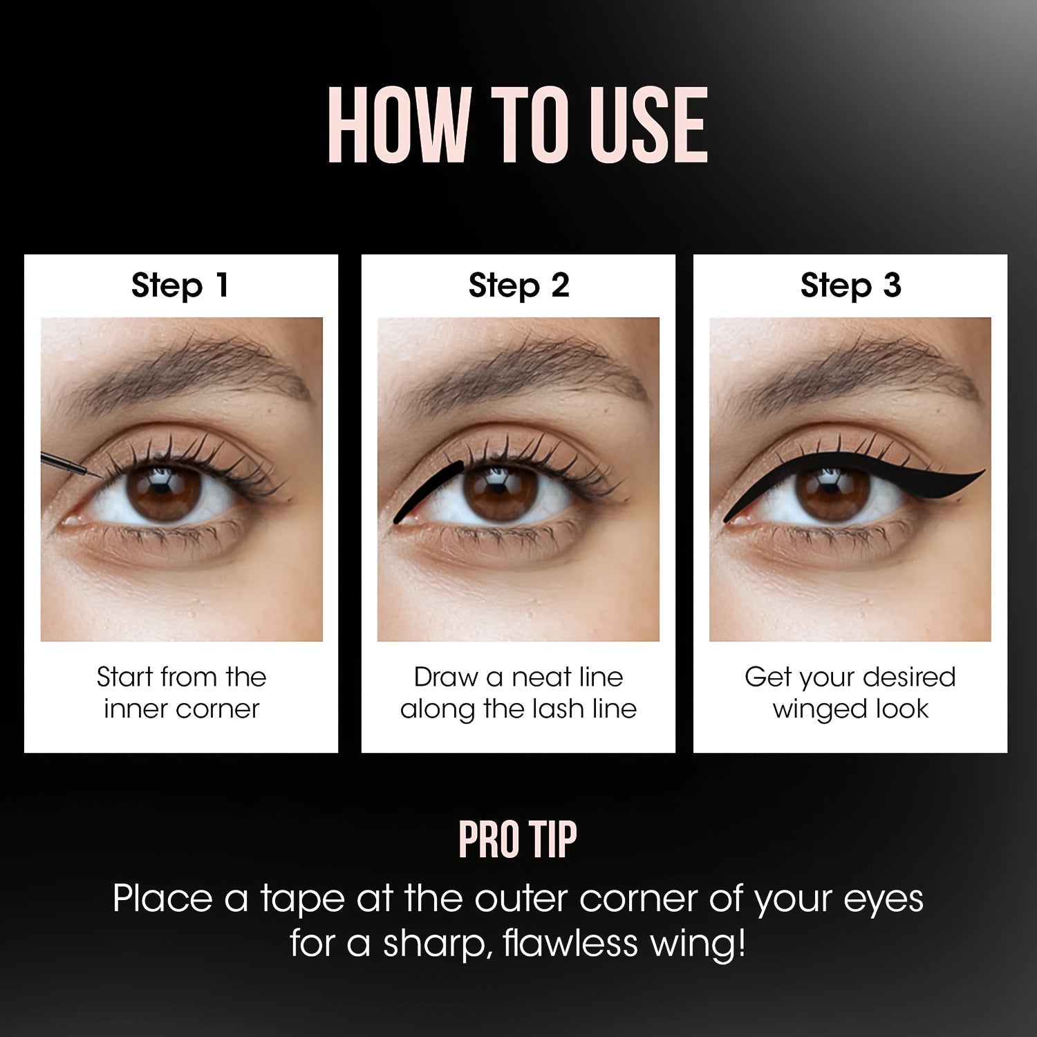 Durable and quick-dry liquid eyeliner with bold matte finish